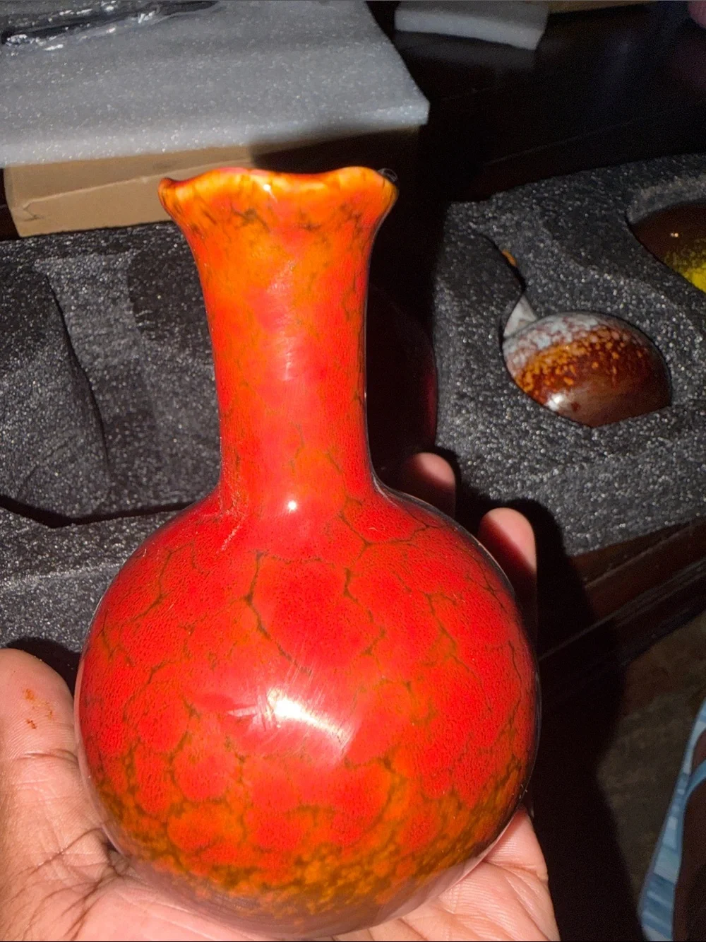 Set of 4 Luxury Crackle Glaze Vases | Designer Home Decor
